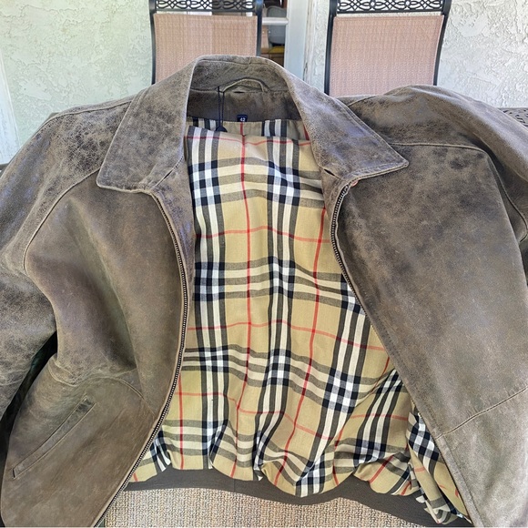 Vintage Burberry London Leather/Suede Jacket with removable collar Size 42 - Picture 2 of 8